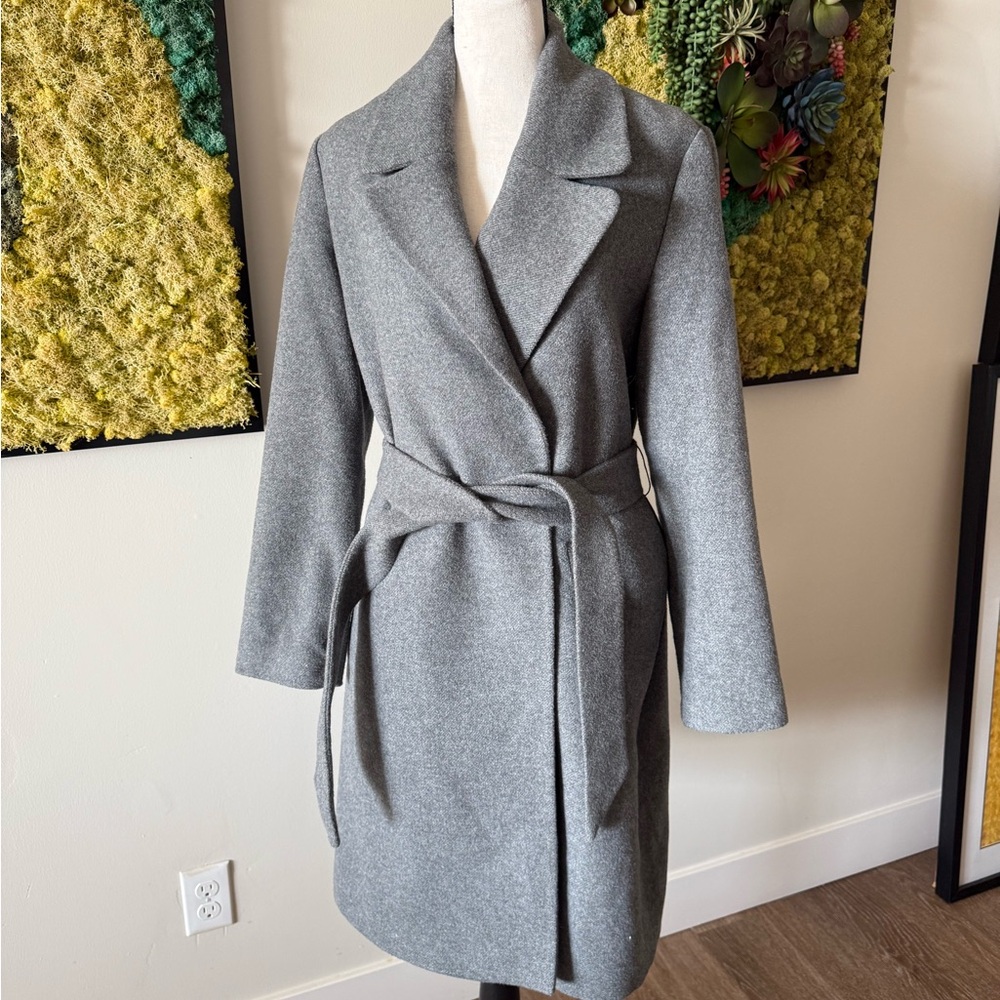 Stradivarius Gray Wool Blend Coat